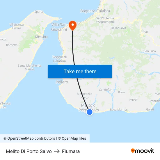 Melito Di Porto Salvo to Fiumara map