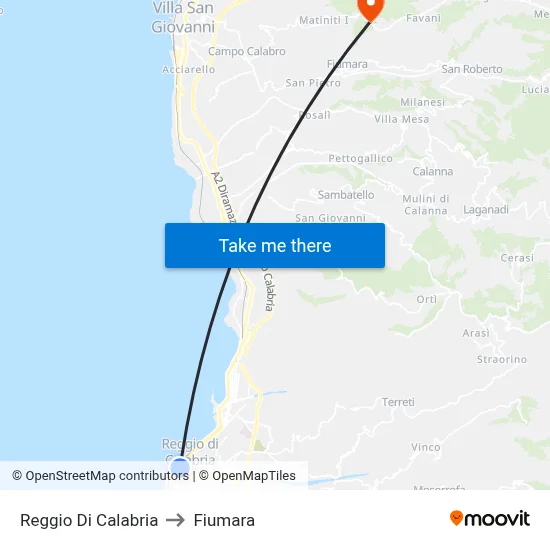 Reggio Di Calabria to Fiumara map