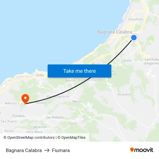 Bagnara Calabra to Fiumara map