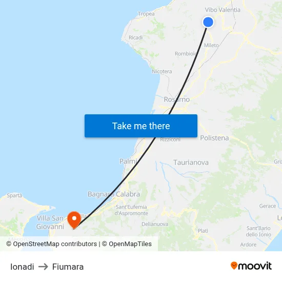 Ionadi to Fiumara map