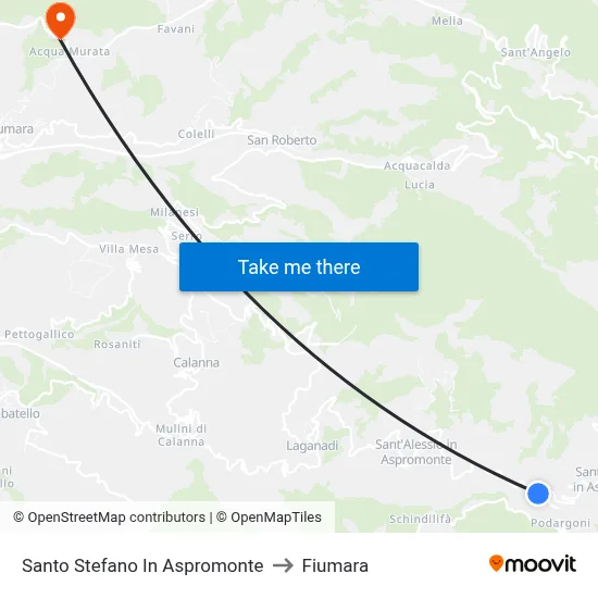 Santo Stefano in Aspromonte to Fiumara map