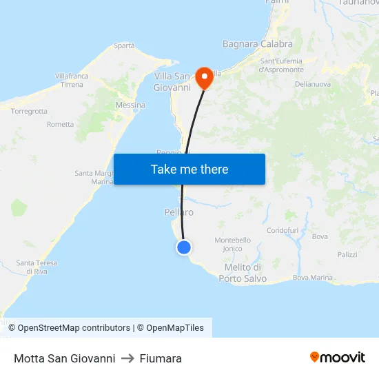 Motta San Giovanni to Fiumara map