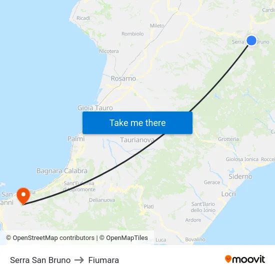 Serra San Bruno to Fiumara map
