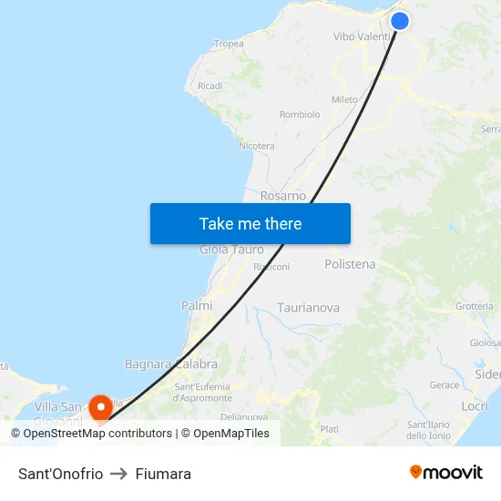 Sant'Onofrio to Fiumara map