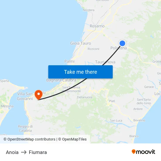 Anoia to Fiumara map