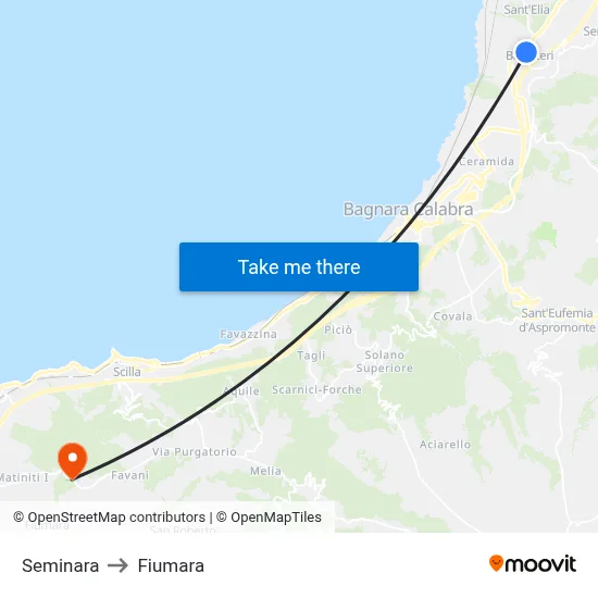Seminara to Fiumara map