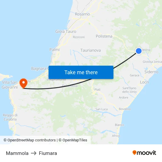 Mammola to Fiumara map