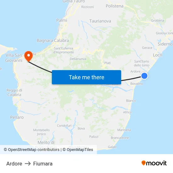 Ardore to Fiumara map