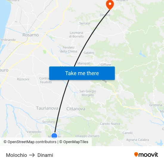 Molochio to Dinami map