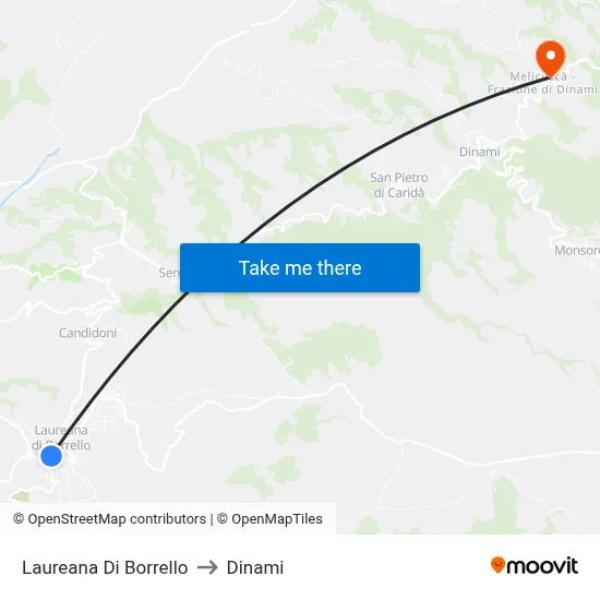 Laureana Di Borrello to Dinami map