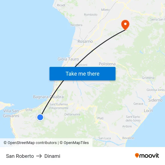 San Roberto to Dinami map