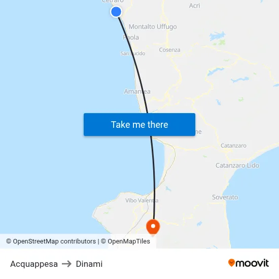 Acquappesa to Dinami map
