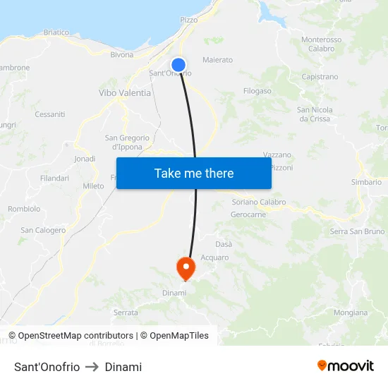 Sant'Onofrio to Dinami map