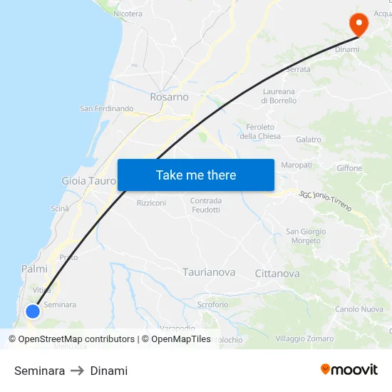 Seminara to Dinami map