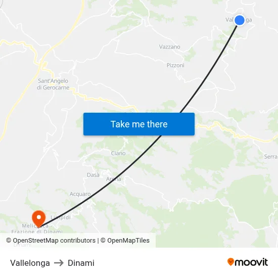 Vallelonga to Dinami map