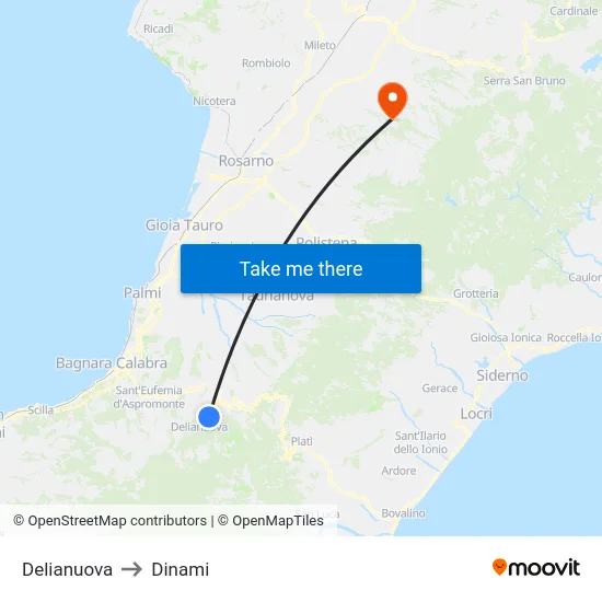 Delianuova to Dinami map