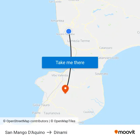 San Mango d'Aquino to Dinami map