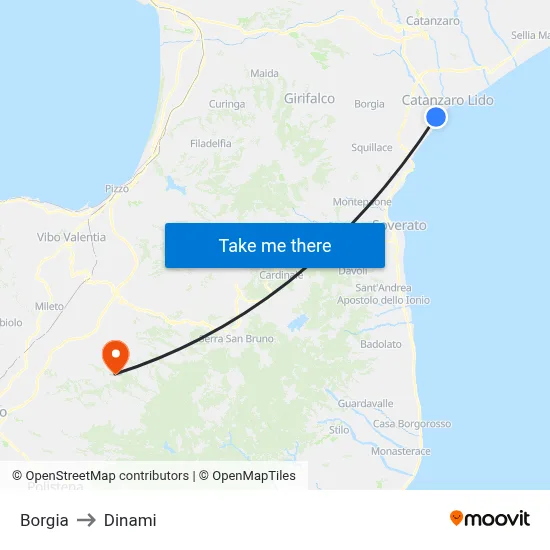 Borgia to Dinami map
