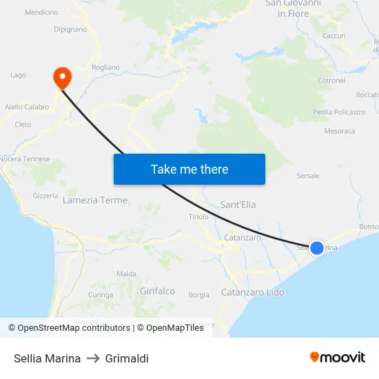 Sellia Marina to Grimaldi map