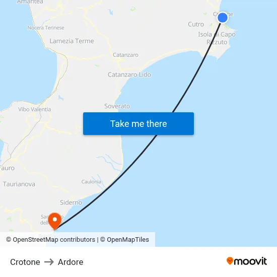 Crotone to Ardore map