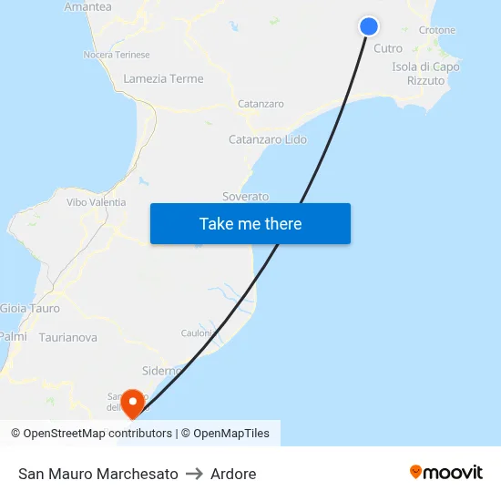 San Mauro Marchesato to Ardore map