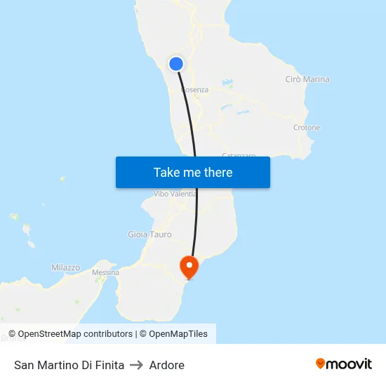 San Martino Di Finita to Ardore map