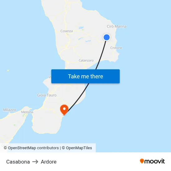Casabona to Ardore map
