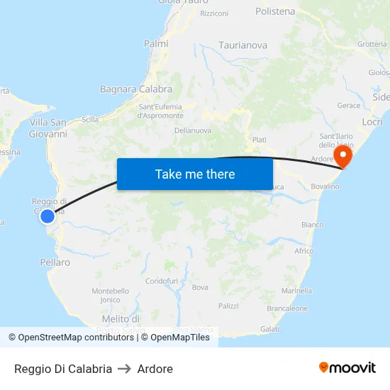 Reggio Di Calabria to Ardore map