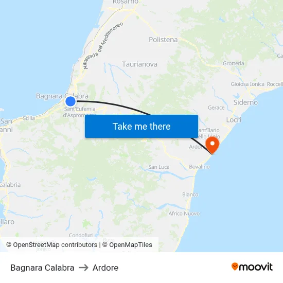 Bagnara Calabra to Ardore map