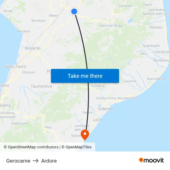 Gerocarne to Ardore map