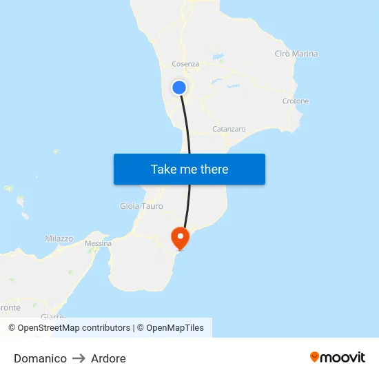 Domanico to Ardore map