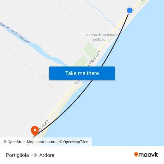 Portigliola to Ardore map