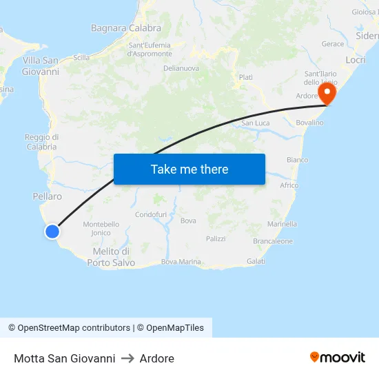 Motta San Giovanni to Ardore map