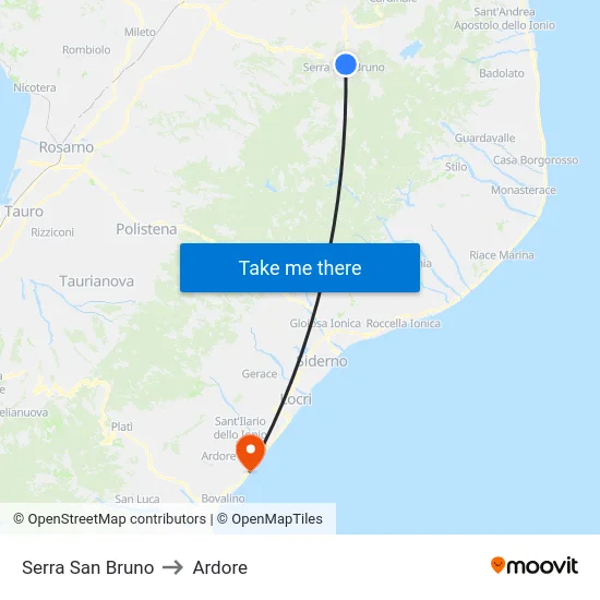 Serra San Bruno to Ardore map