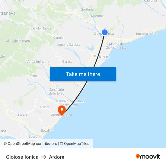 Gioiosa Ionica to Ardore map