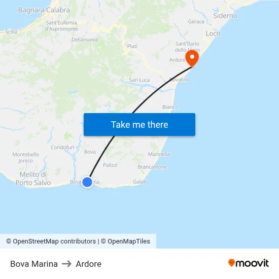 Bova Marina to Ardore map