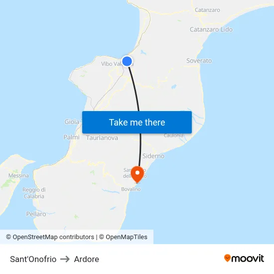 Sant'Onofrio to Ardore map