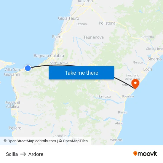 Scilla to Ardore map