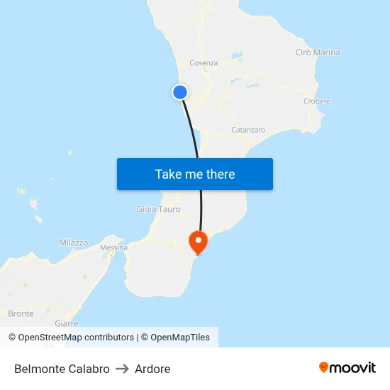 Belmonte Calabro to Ardore map
