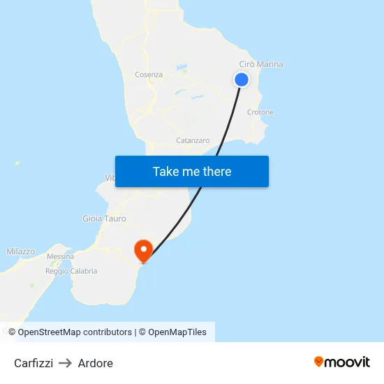 Carfizzi to Ardore map