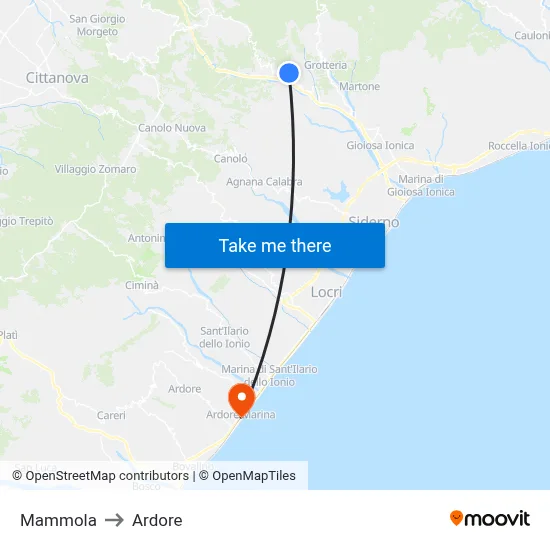 Mammola to Ardore map