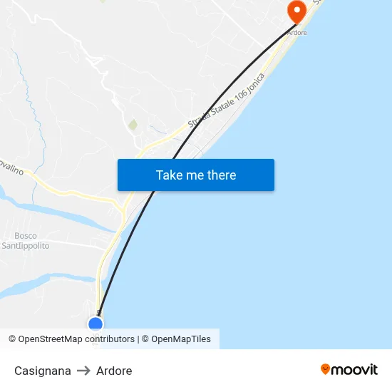 Casignana to Ardore map