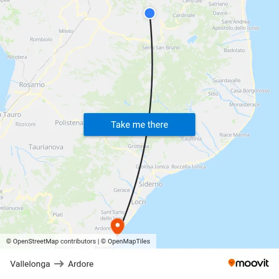 Vallelonga to Ardore map