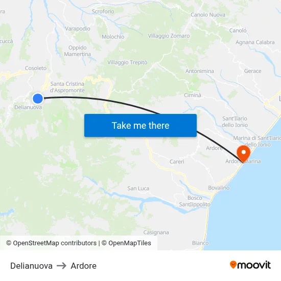 Delianuova to Ardore map