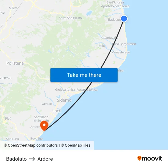 Badolato to Ardore map