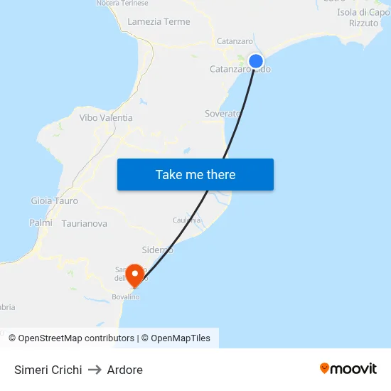 Simeri Crichi to Ardore map