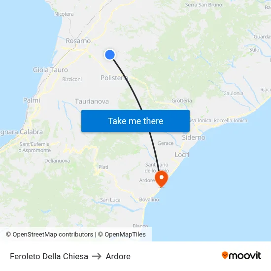 Feroleto Della Chiesa to Ardore map