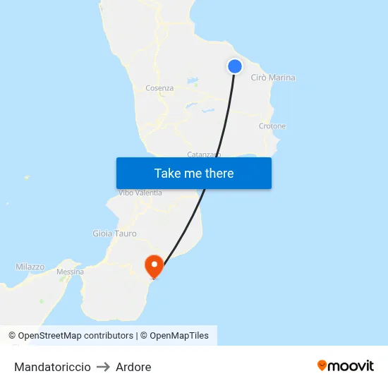 Mandatoriccio to Ardore map
