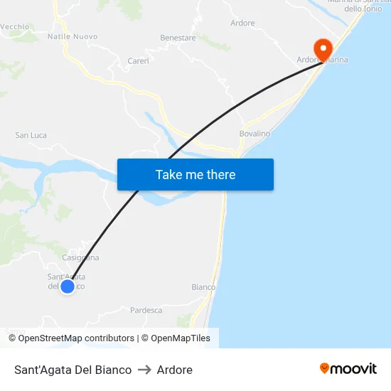Sant'Agata Del Bianco to Ardore map