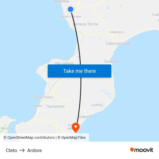 Cleto to Ardore map